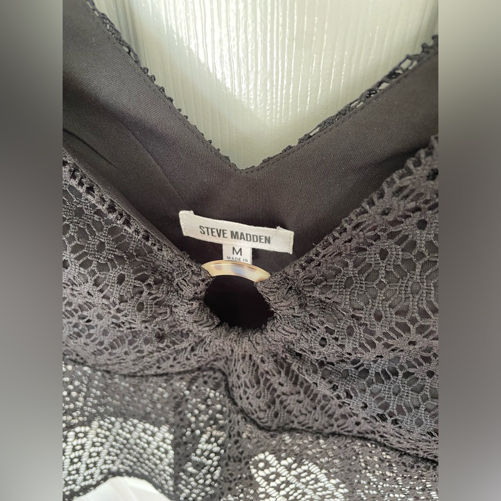 Steve Madden Flutter Lace Top In Black Mesh - image 3